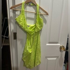 Oh Polly St. Tropez Lime Green Halter Dress